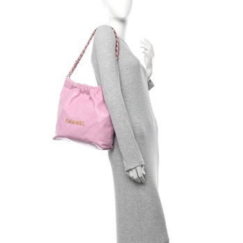 CHANEL Shiny Calfskin Quilted Small Chanel 22 Lilac