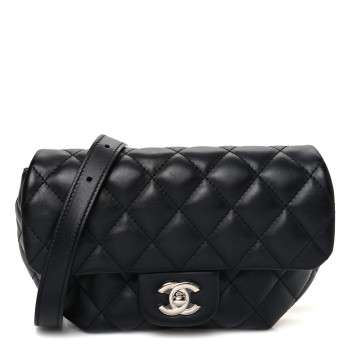 CHANEL Calfskin Quilted CC Uniform Flap Belt Bag Black