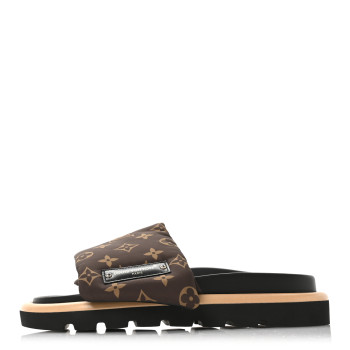 LOUIS VUITTON Nylon Monogram Pool Pillow Comfort Mule 38 Cacao Brown