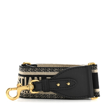 CHRISTIAN DIOR Canvas Embroidered Shoulder Strap Black