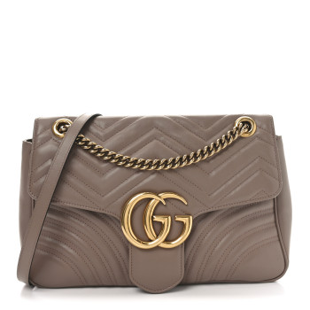 GUCCI Calfskin Matelasse Medium GG Marmont Shoulder Bag Porcelain Rose
