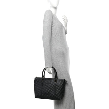 GUCCI Soft Microguccissima Small Zippered Satchel Black