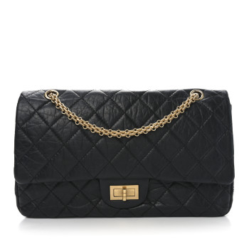 CHANEL Aged Calfskin Quilted 2.55 Reissue 227 Flap Black