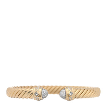 DAVID YURMAN 18K Yellow Gold Diamond 7mm Pave Renaissance Oval Cablespira Bracelet