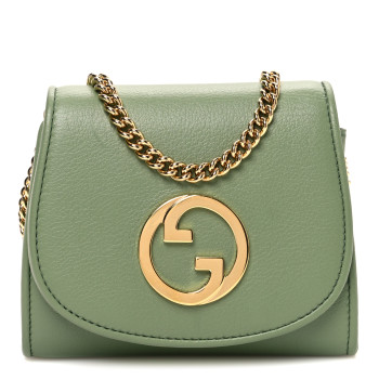 GUCCI Roxy Calfskin Medium Blondie Chain Wallet Salamander Green