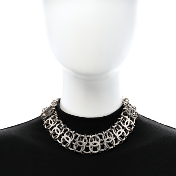 CHANEL CC In The Air Choker Necklace Silver