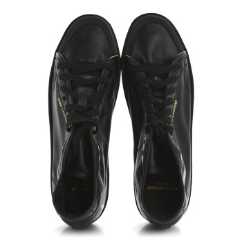 SAINT LAURENT Lambskin Womens Court Classic SL/39 Mid Top Sneakers 39 Black