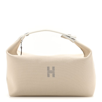 HERMES Canvas Large Bride-A-Brac Pouch Natural