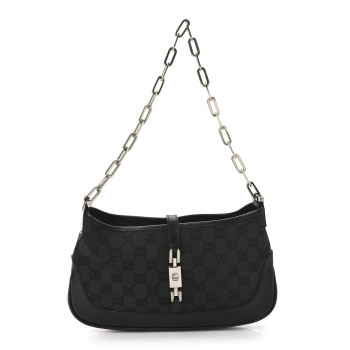 GUCCI Monogram Jackie O Chain Hobo Black