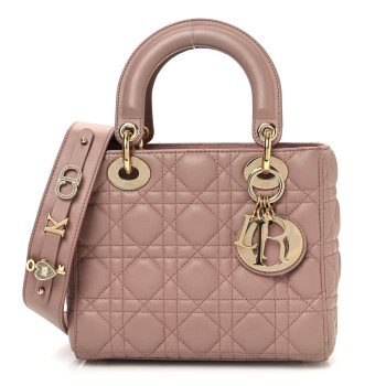 CHRISTIAN DIOR Lambskin Cannage Small My ABCDior Lady Dior Blush