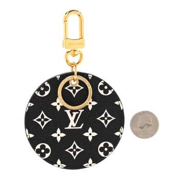 LOUIS VUITTON Monogram Giant Crafty Illustre Bag Charm Key Ring Creme Rouge Black