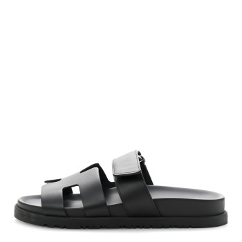 HERMES Calfskin Womens Chypre Sandals 35.5 Black