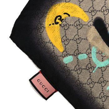 GUCCI Silk Twill GG Monogram Life is Gucci Square Scarf Multicolor
