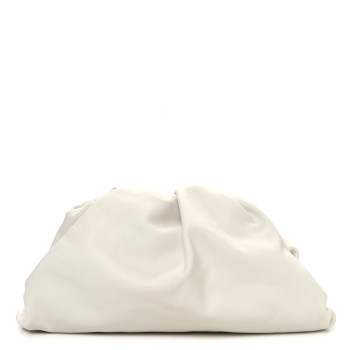 BOTTEGA VENETA Smooth Butter Calf The Pouch Oversized Clutch Chalk