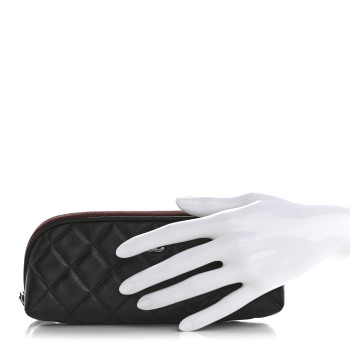 CHANEL Lambskin Quilted Cosmetic Case Black