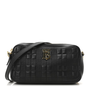 BURBERRY Lambskin Quilted Camera Bag Black
