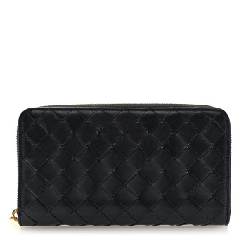 BOTTEGA VENETA Nappa Intrecciato Zip Around Wallet Black