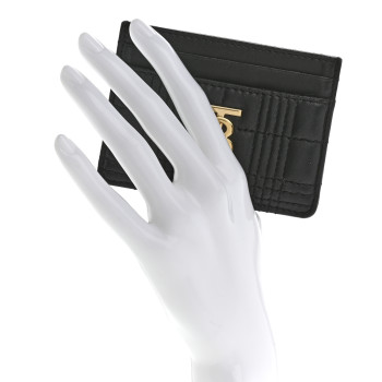 BURBERRY Lambskin Quilted Small Lola Card Holder Black