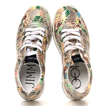 JIMMY CHOO Calfskin Snakeskin Embossed Flatform Sneakers 36 Multicolor