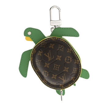 LOUIS VUITTON Monogram Calfskin LV Turtle Pouch Bag Charm Brown
