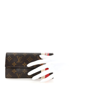 LOUIS VUITTON Monogram Groom Sarah Wallet Red