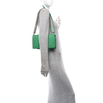 CHANEL Caviar Quilted Medium Boy Flap Green