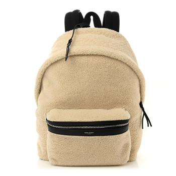 SAINT LAURENT Shearling City Backpack Natural Black