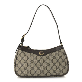 GUCCI GG Supreme Monogram Textured Dollar Calfskin Small Ophidia Hobo Beige Ebony New Acero