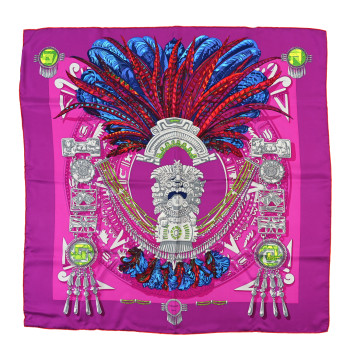 HERMES Silk Mexique Scarf 90 Fuchsia