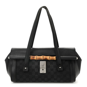 GUCCI Monogram Bamboo Bullet Bag Black