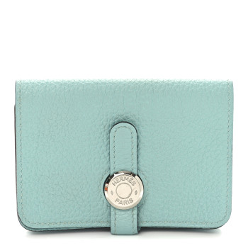 HERMES Togo Dogon Card Case Key Holder Blue Atoll