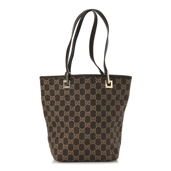 GUCCI Monogram Small Bucket Tote Brown