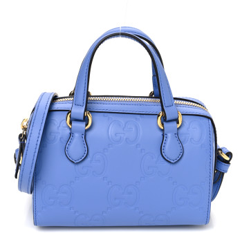 GUCCI Gilbert Calfskin Jumbo GG Embossed Super Mini Top Handle Bowler Bag Bloom Lavender