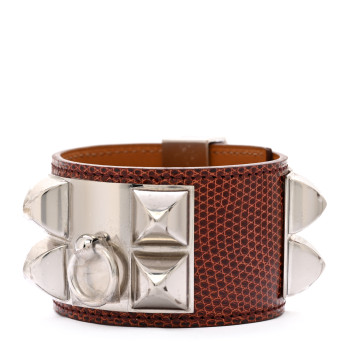 HERMES Lizard Collier De Chien CDC Bracelet S Etrusque