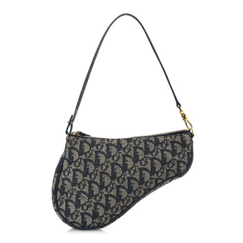 CHRISTIAN DIOR Monogram Mini Saddle Pochette Navy