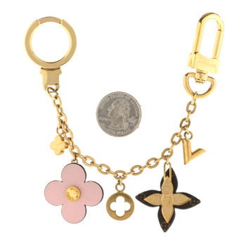 LOUIS VUITTON Brass Monogram Blooming Flowers Bag Charm Key Holder Rose Ballerine