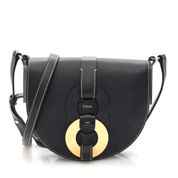 CHLOE Grained Calfskin Small Darryl Saddle Crossbody Bag Black