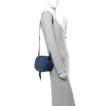 CHLOE Calfskin Small Marcie Round Crossbody Bag Deep Denim