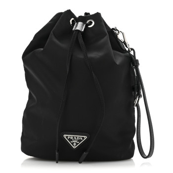 PRADA Re-Nylon Saffiano Bucket Wristlet Black
