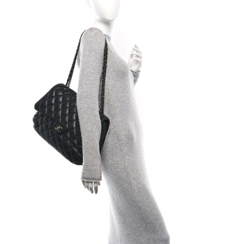 CHANEL Lambskin Quilted Chanel 3 Maxi Flap Bag Black