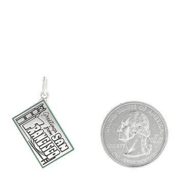 TIFFANY Sterling Silver Enamel San Francisco Postcard Charm Blue