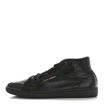 SAINT LAURENT Lambskin Womens Court Classic SL/39 Mid Top Sneakers 39 Black