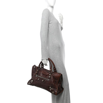 BALENCIAGA Agneau Giant 21 Silver Hardware Work Charbon