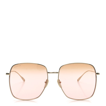 GUCCI Metal Fork Square Frame Red Panda Charm Sunglasses GG1031S Pink