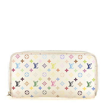 LOUIS VUITTON Monogram Multicolor Zippy Wallet White Litchi