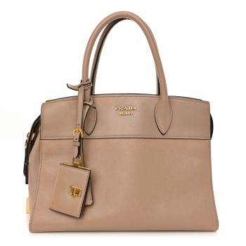 PRADA Saffiano City Calfskin Small Esplanade Tote Cammeo