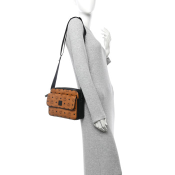MCM Visetos Monogram Medium Aren Crossbody Cognac