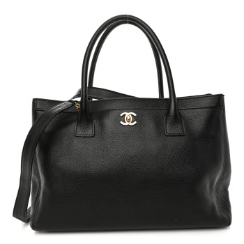 CHANEL Calfskin Cerf Executive Shopper Tote Black