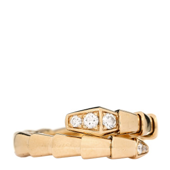 BULGARI 18K Yellow Gold Diamond Serpenti Viper Single Spiral Ring 51 5.75 53 6.5