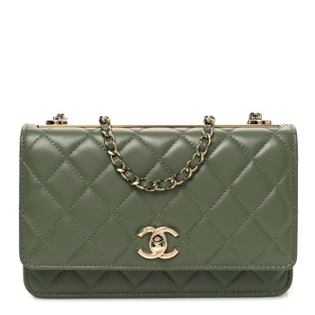 CHANEL Lambskin Quilted Trendy CC Wallet On Chain WOC Green